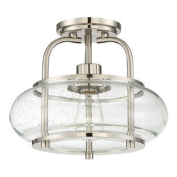 Elegant Semi Flush Light With Clear Seeded Glass Shade And Brushed Nickel Finish - thumbnail 2