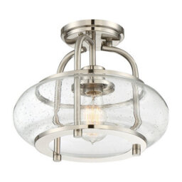 Elegant Semi Flush Light With Clear Seeded Glass Shade And Brushed Nickel Finish - thumbnail 4