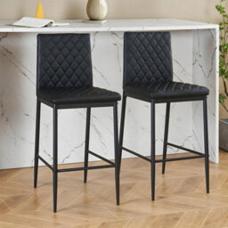 2X Pub Breakfast Bar Stool Pu Padded High Chair Kitchen Island Counter Barstools - thumbnail 4