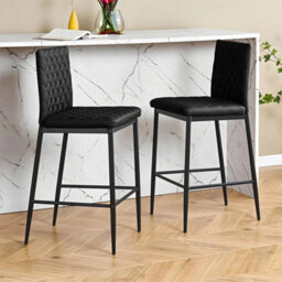 2X Pub Breakfast Bar Stool Pu Padded High Chair Kitchen Island Counter Barstools - thumbnail 5