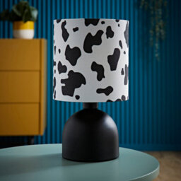 Valuelights Miley Cow Print Drum Lamp Shade Matte Black Table Lamp - thumbnail 1