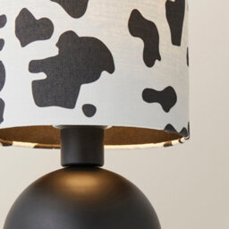 Valuelights Miley Cow Print Drum Lamp Shade Matte Black Table Lamp - thumbnail 4