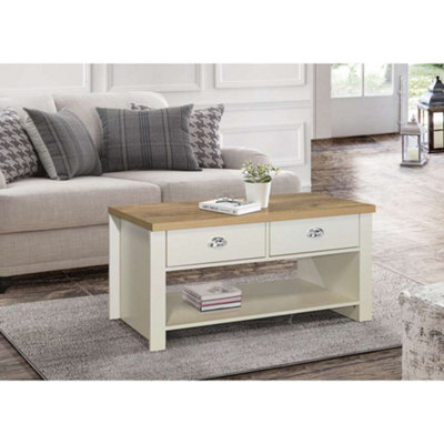 Birlea Highgate 2 Drawer Coffee Table Cream & Oak - image 1