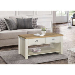 Birlea Highgate 2 Drawer Coffee Table Cream & Oak - thumbnail 1