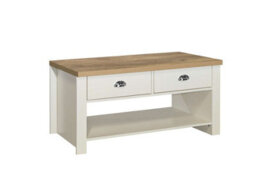 Birlea Highgate 2 Drawer Coffee Table Cream & Oak - thumbnail 4