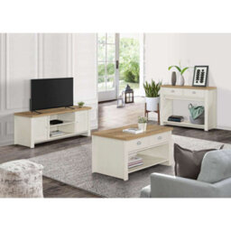Birlea Highgate 2 Drawer Coffee Table Cream & Oak - thumbnail 2