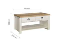 Birlea Highgate 2 Drawer Coffee Table Cream & Oak - thumbnail 8