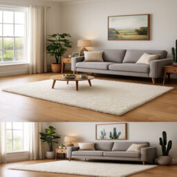 Uetian Cream Shaggy Rug Luxury Thick Pile Area Carpet Modern Home Décor (120X170 Cm) - thumbnail 5