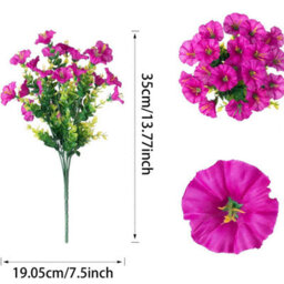 10 Pack Uv Resistant Outdoor Artificial Flowers, Fake Flower Bouquets, Artificial Plants For Outdoor And Indoor Use (Fuchsia) - thumbnail 2