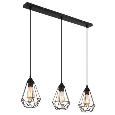 Luminosa Lighting Luminosa Zachary Bar Pendant Ceiling Light Matt Black 3X E27 - image 1
