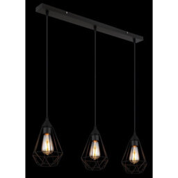 Luminosa Lighting Luminosa Zachary Bar Pendant Ceiling Light Matt Black 3X E27 - thumbnail 5