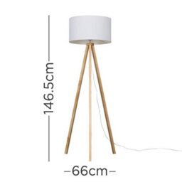 Valuelights Barbro Natural Tripod Floor Lamp With White Drum Shade And Bulb - thumbnail 4