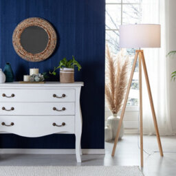 Valuelights Barbro Natural Tripod Floor Lamp With White Drum Shade And Bulb - thumbnail 5