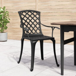 Berkfield Garden Chairs 6 Pcs Cast Aluminium Black - thumbnail 3