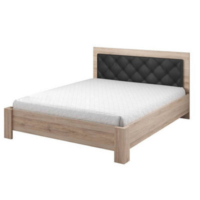 Arte Transform Your Bedroom With The Elegant Bari Bed Frame (1690mm X 1000mm X 2060mm) In Oak San Remo & Black - image 1