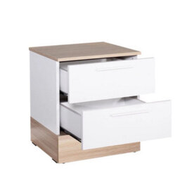 White Oak 2 Drawer Bedside Table Metal Handles Fixed Drawer Runners - thumbnail 4