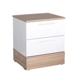 White Oak 2 Drawer Bedside Table Metal Handles Fixed Drawer Runners - thumbnail 3