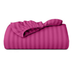 Imperial Rooms Deep Fit 40Cm Satin Stripe Fitted Sheet Microfiber Soft Bedding Sheets Pink Single - thumbnail 5