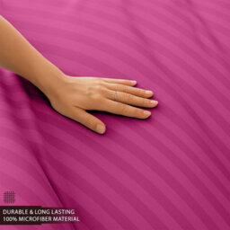 Imperial Rooms Deep Fit 40Cm Satin Stripe Fitted Sheet Microfiber Soft Bedding Sheets Pink Single - thumbnail 3