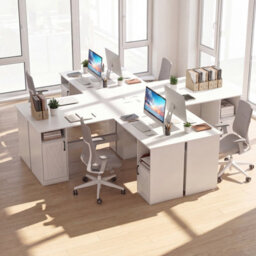 Costway 150 Cm L Shaped Executive Desk With Charging Station Wood Computer Corner Desk With Storage Cabinets - thumbnail 4