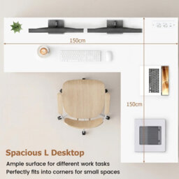 Costway 150 Cm L Shaped Executive Desk With Charging Station Wood Computer Corner Desk With Storage Cabinets - thumbnail 7