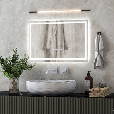 Costway 60 X 40 Cm Led Bathroom Mirror Wall Mounted Rectangle Mirror With 3-Color Dimmable Lights - image 1