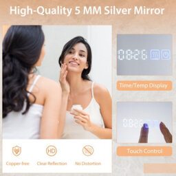 Costway 60 X 40 Cm Led Bathroom Mirror Wall Mounted Rectangle Mirror With 3-Color Dimmable Lights - thumbnail 9
