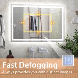 Costway 60 X 40 Cm Led Bathroom Mirror Wall Mounted Rectangle Mirror With 3-Color Dimmable Lights - thumbnail 6