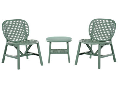 Wyld And Coco Gardenlux Bar Green Bistro Set With Table And Low Chairs - Compact 3-Piece Outdoor Dining Set - image 1