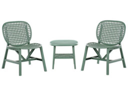 Wyld And Coco Gardenlux Bar Green Bistro Set With Table And Low Chairs - Compact 3-Piece Outdoor Dining Set - thumbnail 1