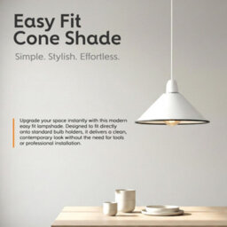 2 Pack Metal Cone Pendant Lamp Shade 22Cm White E27 Ceiling Light For Kitchen Island Hallway Bedroom Living Room - thumbnail 4