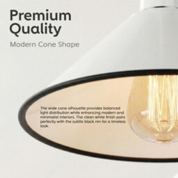 2 Pack Metal Cone Pendant Lamp Shade 22Cm White E27 Ceiling Light For Kitchen Island Hallway Bedroom Living Room - thumbnail 6
