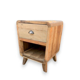 Serenityy Round Bedside Table With 1 Drawer And Shelf - Upcycled Teak, Hand-Made In Bali - thumbnail 2