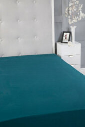 Fitted Sheet Polycotton Plain Dyed Extra Deep 25Cm Bed Linen Teal - thumbnail 3
