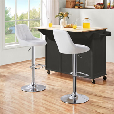 Yaheetech Set Of 2 Faux Leather Swivel Bar Stools With Backrest And Footrest White - image 1