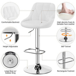 Yaheetech Set Of 2 Faux Leather Swivel Bar Stools With Backrest And Footrest White - thumbnail 4