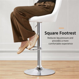 Yaheetech Set Of 2 Faux Leather Swivel Bar Stools With Backrest And Footrest White - thumbnail 5