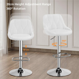 Yaheetech Set Of 2 Faux Leather Swivel Bar Stools With Backrest And Footrest White - thumbnail 4
