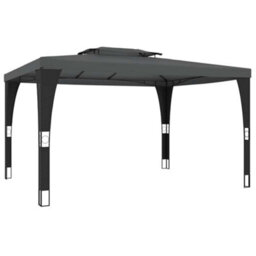Walplus Gazebo With Double Roof Anthracite 3.98X2.98 M Steel - thumbnail 5