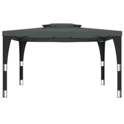 Walplus Gazebo With Double Roof Anthracite 3.98X2.98 M Steel - thumbnail 3