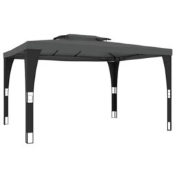 Walplus Gazebo With Double Roof Anthracite 3.98X2.98 M Steel - thumbnail 2