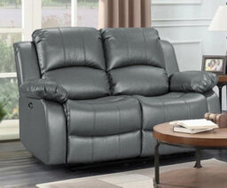 Electric Recliner Sofa In Grey Faux Leather Fabric 2 Seater Sofa - thumbnail 2
