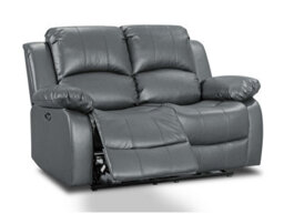 Electric Recliner Sofa In Grey Faux Leather Fabric 2 Seater Sofa - thumbnail 1