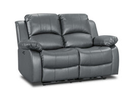 Electric Recliner Sofa In Grey Faux Leather Fabric 2 Seater Sofa - thumbnail 4