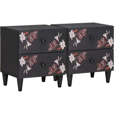 Bedside Cabinet Tables X 2 Solid Mango Wood Bedroom Drawers - image 1