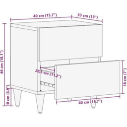 Bedside Cabinet Tables X 2 Solid Mango Wood Bedroom Drawers - thumbnail 2