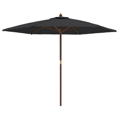 Berkfield Durable Garden Parasol With Wooden Pole Black 299X240 Cm
