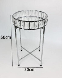 Spot On Dealz Silver Crystal Mirrored Coffee Tables Round Bedside Table Removable Glass Top Tray Table Chrome Metal - thumbnail 2