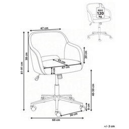 Beliani Desk Chair Ember Chenille Dark Green - thumbnail 3