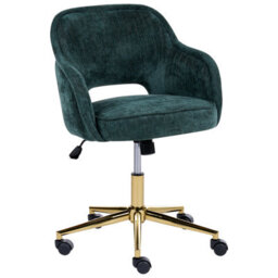 Beliani Desk Chair Ember Chenille Dark Green